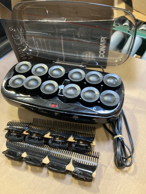 Photo 1 of Conair Hot Rollers for Long, Medium & Short Hair, 12 Jumbo 1 ½" Heated Hair Rollers with Clips, Hot Curlers for Women, Volume & Curls, Amazon Exclusive, Black