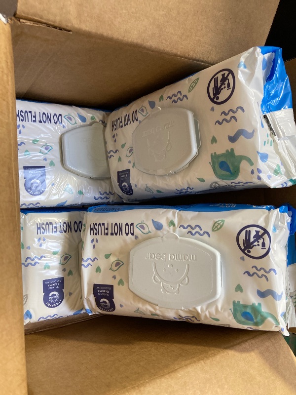 Photo 1 of 4pack only---Amazon Brand - Mama Bear 99% Water Based Baby Wipes, Hypoallergenic for Sensitive Skin, Fragrance Free, 
