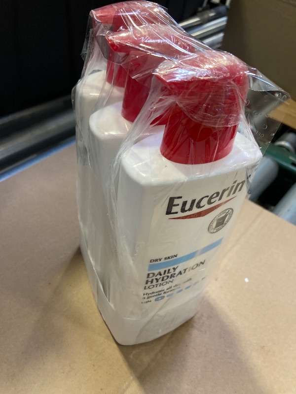 Photo 1 of Eucerin Daily Hydration Body Lotion, Unscented Body Lotion for Sensitive Dry Skin, 16.9 Fl Oz Pump Bottles, 3 Pack