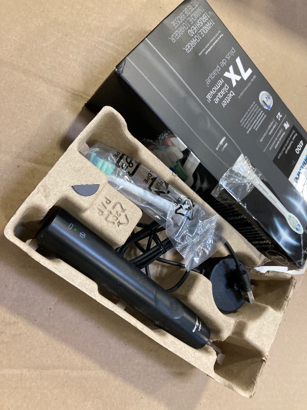 Photo 1 of Philips Sonicare 4100 Rechargeable Electric Toothbrush, with Pressure Sensor, 2 Intensity Settings, SmarTimer and QuadPacer, 14-Day Battery Life, Black, Model HX3681/24