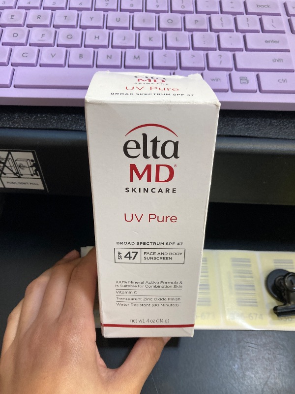 Photo 1 of EltaMD UV Pure Face and Body Sunscreen, SPF 47 Mineral Sunscreen for Kids and Adults, Water Resistant Up to 80 Minutes, Oil Free Zinc Oxide Formula, 4.0 oz