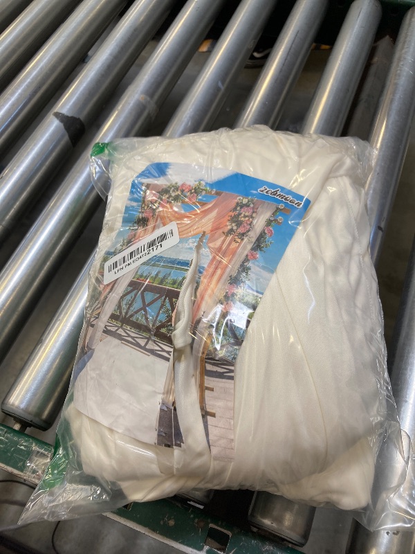 Photo 1 of 10 x 10 Feet Ivory White Backdrop Curtain for Partie, Background Curtains for Photoshoot, Birthday, Wedding, Halloween, Thanksgiving, Christmas Day, New Year Party Decorations 5Ft x 10Ft, 2 Panels