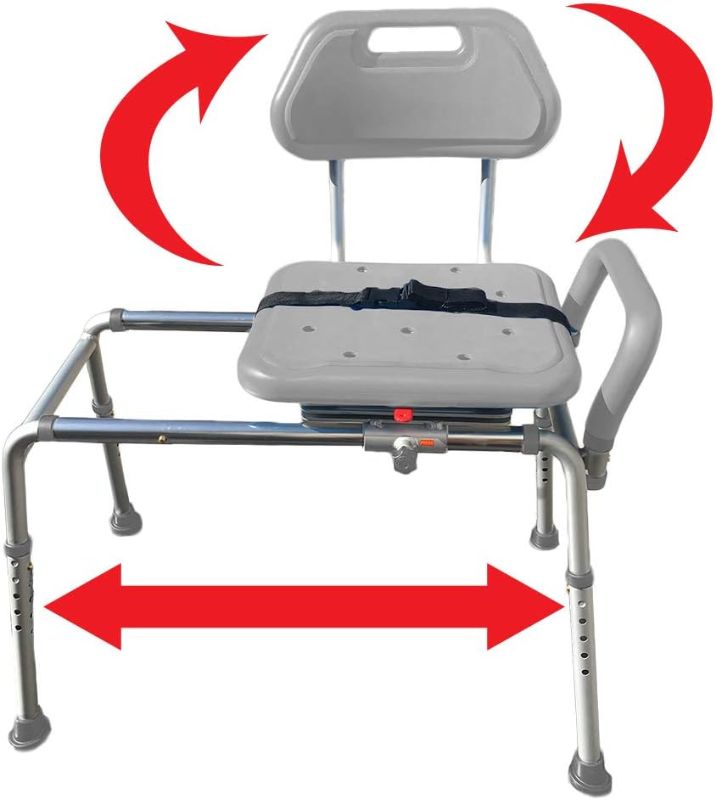 Photo 1 of Gateway Premium Sliding Bath Transfer Bench with Swivel Seat-Padded (Gray)