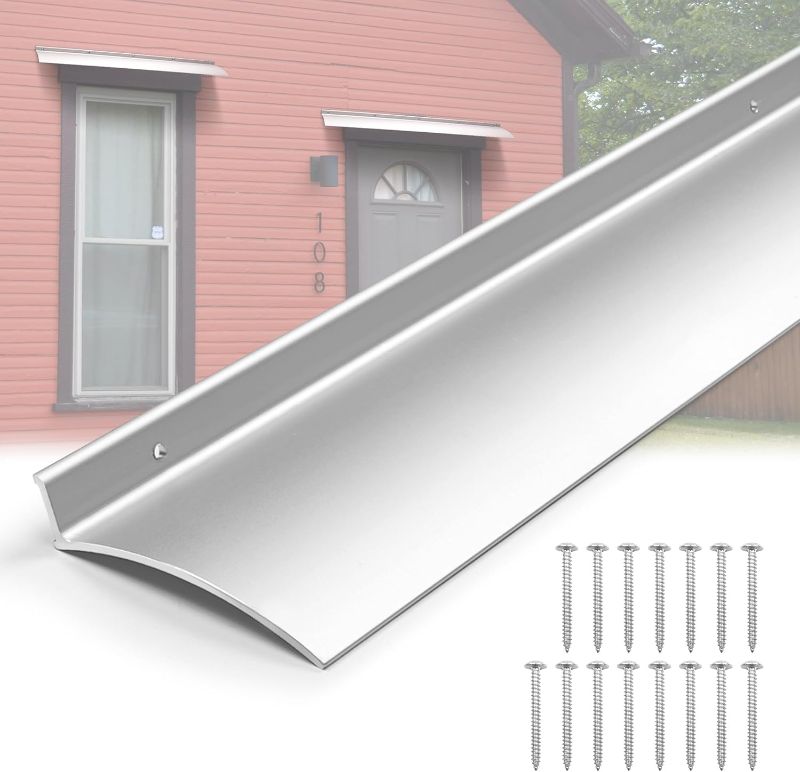 Photo 1 of 3PCS 40inch Door Rain Drip Guard for Windows Drip Cap Rain Deflector Anodized Aluminum Easy to Install Silver
