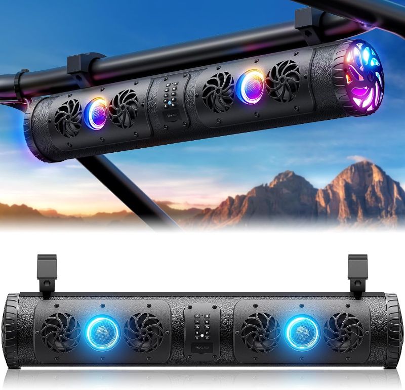 Photo 1 of Golf Cart Sound Bar with RGB Rear-Facing Chasing Light & TWS Pairing, Bluetooth 5.1 Stereo Sound, 27" Waterproof UTV Sound Bar for ATV, SXS, RZR
