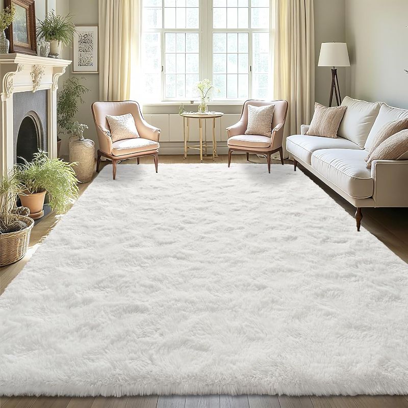 Photo 1 of LOCHAS Ultra Soft Indoor Modern Area Rugs Fluffy Living Room Carpets for Children Bedroom Home Decor Nursery Rug 8 x10 Feet, Cream
