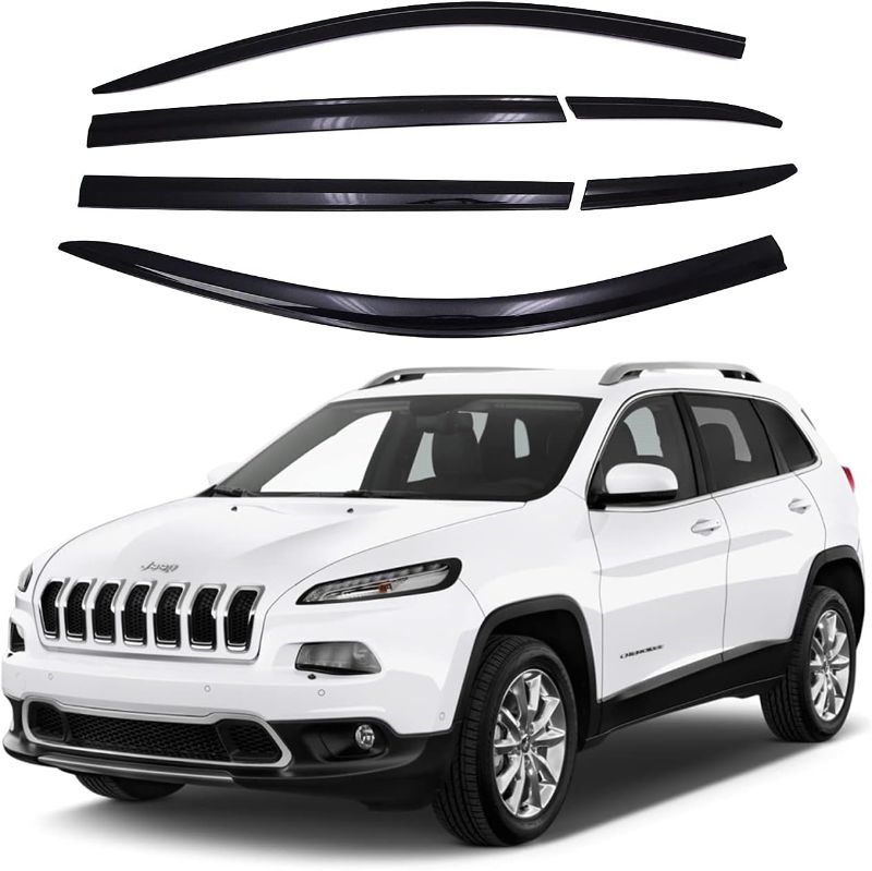 Photo 1 of Tape-On Rain Guards Window Visors 6 Pcs Set for Jeep Cherokee 2014 2015 2016 2017 2018 2019 2020 2021 2022 2023