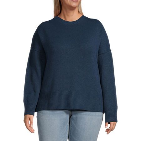Photo 1 of A.n.a Plus Womens Crew Neck Long Sleeve Pullover Sweater, 1x, Blue
