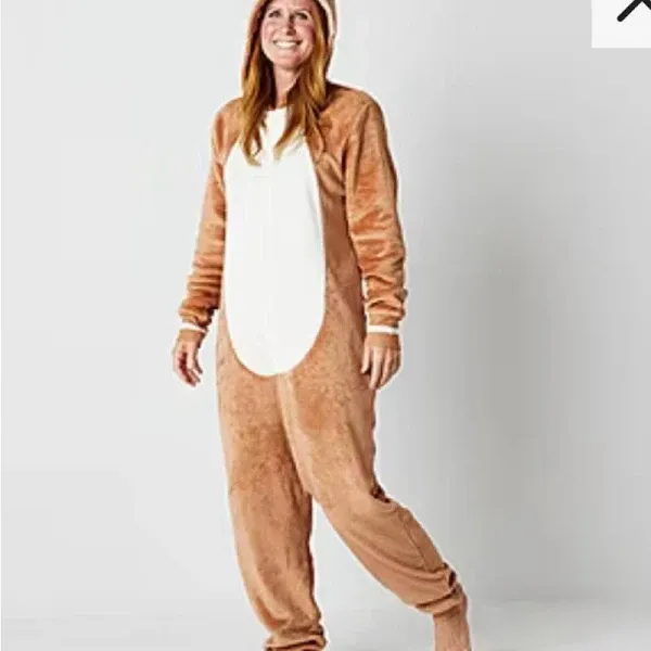 Photo 1 of !North Pole Trading Co. Reindeer Unisex Adult Plush Hooded Long Sleeve Matching Family Plus One Piece Pajama size xs
