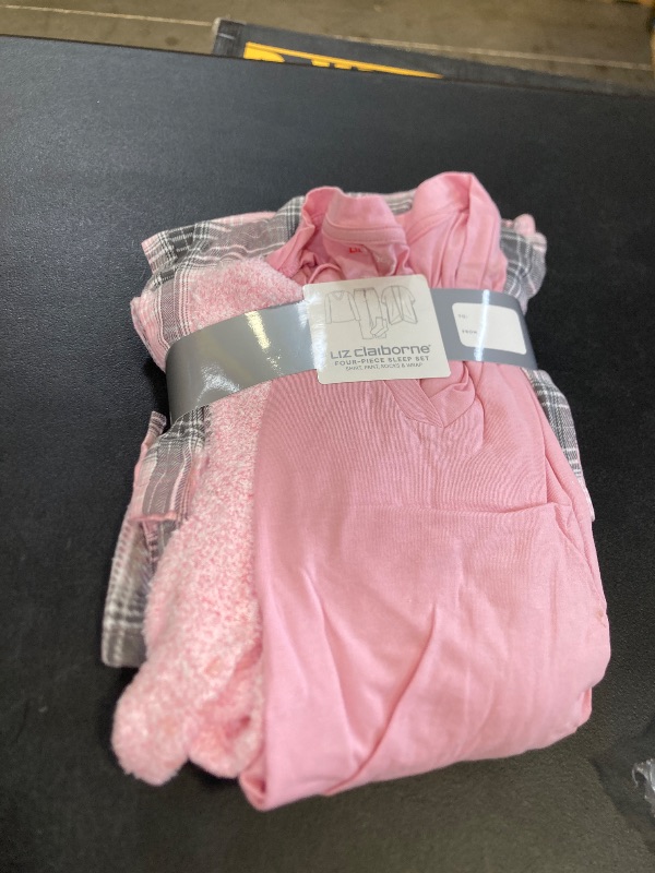 Photo 1 of liz claiborne womens 3 piece pink pajama set size xs