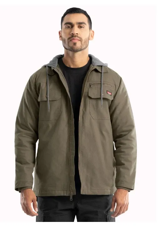 Photo 1 of mens wrangler workwear hooded shirt jacket bungee cord size xl