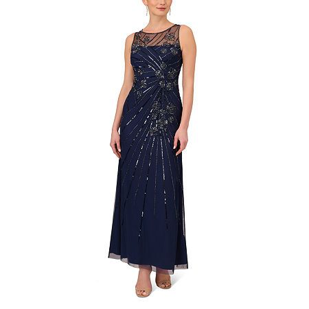 Photo 1 of Papell Boutique Sleeveless Beaded Evening Gown, 16, Blue
