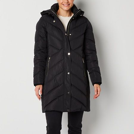 Photo 1 of Liz Claiborne Heavyweight Hooded Puffer Jacket, Large, Black
