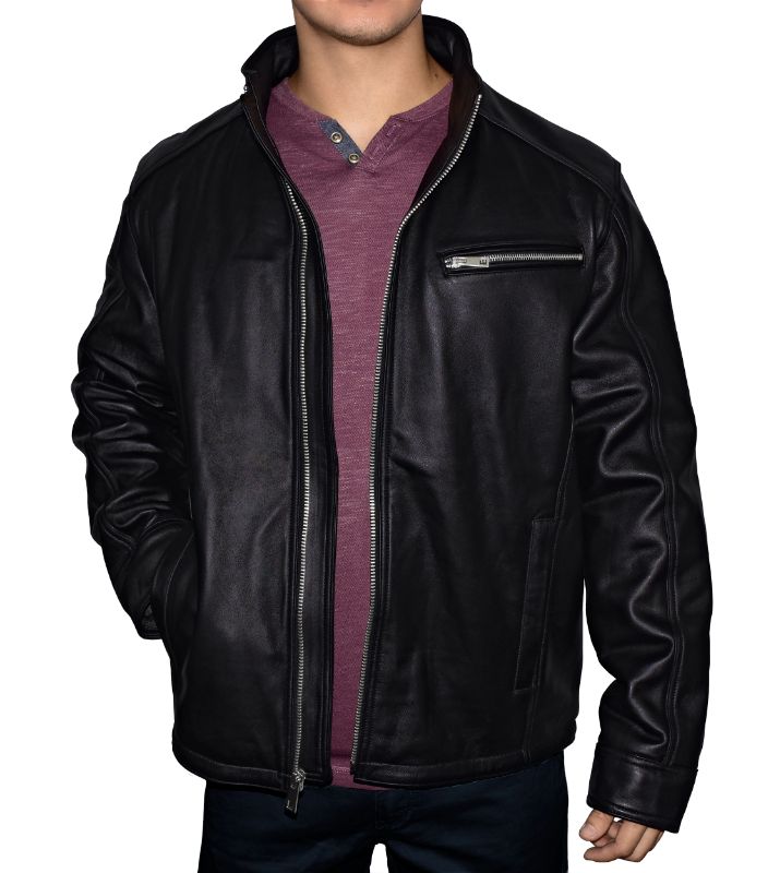 Photo 1 of vintage leather faux leather zip up jacket size large