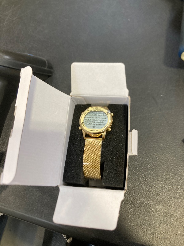 Photo 1 of TIMEURE Women's Step Counter Watch with Stainless Steel Bracelet, Stylish Design, No App, No Charging Needed for Step, Calorie, Distance, Alarm, Countdown Timer?TU-2401(Gold)