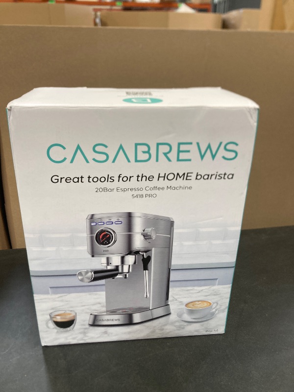 Photo 1 of CASABREWS 5418 PRO Espresso Machine 20 Bar, Upgraded Espresso Maker with Powerful Steam Milk Frother, Stainless Steel Coffee Machine with Fast Heating System for Cappuccino, Latte, Silver