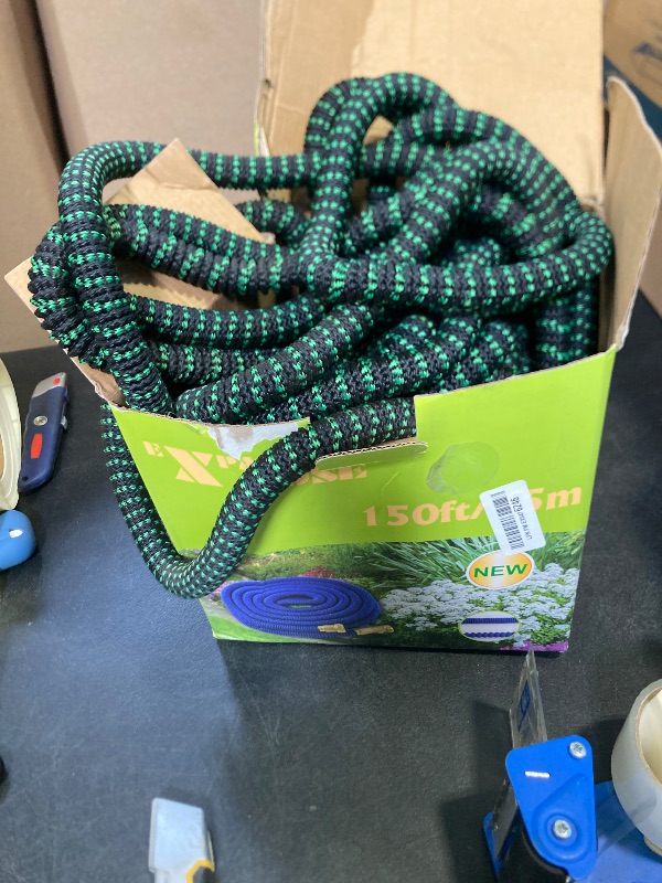 Photo 1 of 150 ft Expandable Garden Hose - Durable 3750D Fabric, 4-Layer Latex Core, Solid Brass Connectors Expanding Water Hose - 10 Spray Nozzles & Convenient Storage Bag Included