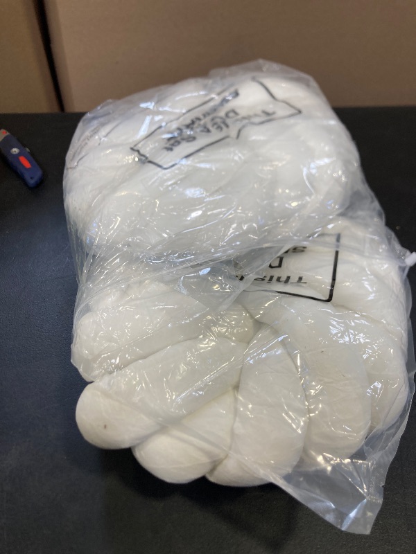 Photo 1 of Fumete 2 Pcs 14 Inches Knot Pillow Round Throw Soft Plush Knot Ball Pillow Handmade Knotted Modern Home Decorative Cushion for Bed Bedroom, Sofa, Couch (White)