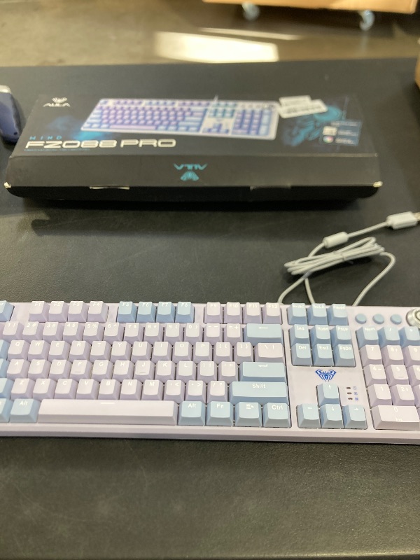 Photo 1 of AULA Keyboard, F2088 Pro 108 Keys Purple Mechanical Red Switches Keyboard with RGB Rainbow Backlit, Removable Upper Cover,Aesthetic Media Control Knob Programmable USB Wired Keyboards for MAC PC Gamer