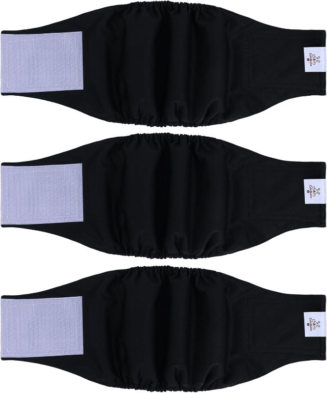 Photo 1 of CuteBone Dog Diapers Male Washable Belly Band for Male Dogs Wraps Black 3pcs a Pack DM44S
