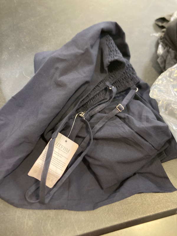 Photo 1 of BTFBM Women 2025 Summer Spaghetti Strap Midi Dress Sleeveless V Neck Cutout Slit Casual Beach Party Maxi Dresses Pockets(Navy, Large)