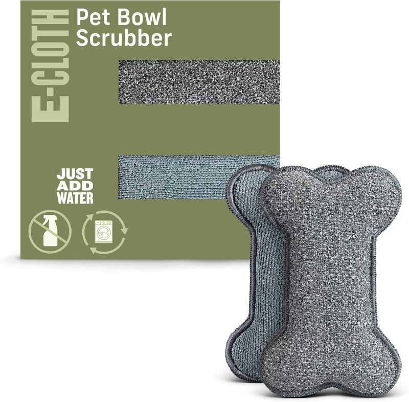 Photo 1 of E-Cloth Pet Bowl Scrubber - Bone-Shaped Pet Bowl Cleaning Scrubber, Reusable, 100 Wash Guarantee - 2 Pack
