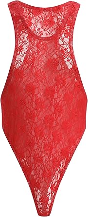Photo 1 of ABAFIP Men's Lace Bodysuit High Cut One Piece Leotard Sleeveless Racerback Sheer Lingerie Undershirts Top
xl