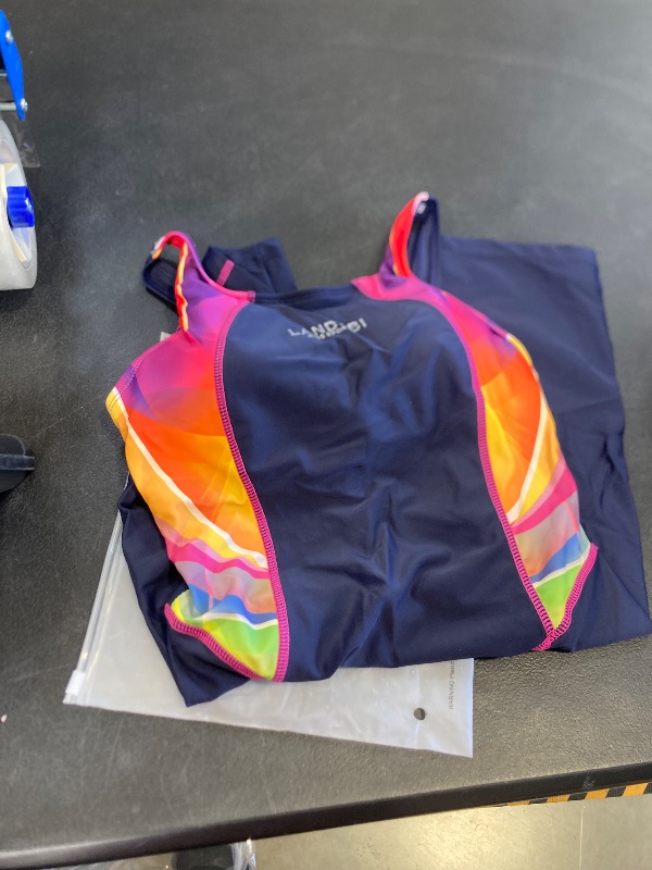 Photo 1 of Cadocado Big Girls Solid Athletic One-Piece Swimsuits Splice Racerback Competitive Legsuit,Navy Blue,10-12 Years