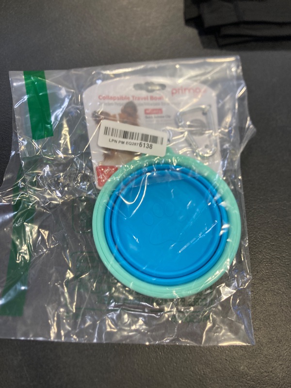 Photo 1 of Prima Pet Expandable/ Collapsible Silicone Food & Water Travel Bowl with Clip for Small & Medium Dog and Cat, Size: 1.5 Cups (5.1 Inch Diameter Bowl) (AQUA)
