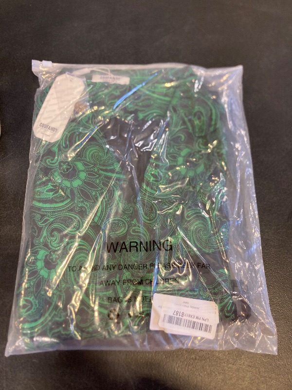 Photo 1 of COOFANDY Men Paisley Suit Vest Christmas Waistcoat Tuxedo Suit Vests for Holiday Prom Wedding Party Green, Small