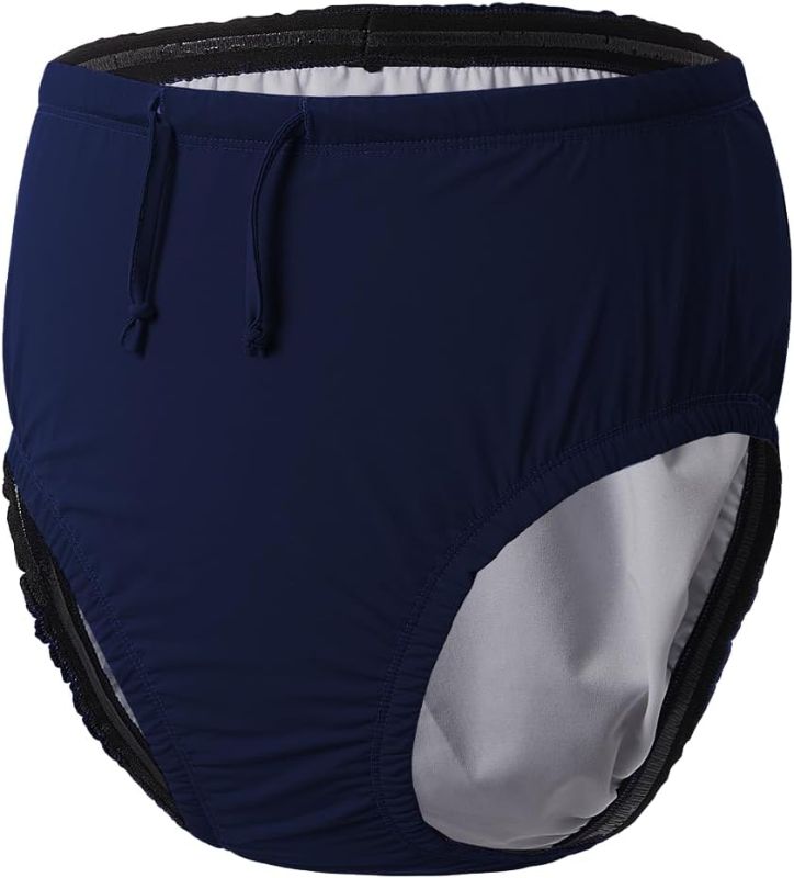 Photo 1 of Youth Special Needs Reusable Swim Diapers Swimwear for Incontinence Cloth Diaper Covers Waterproof,Leakproof, Unisex (12-14T, Navy)
