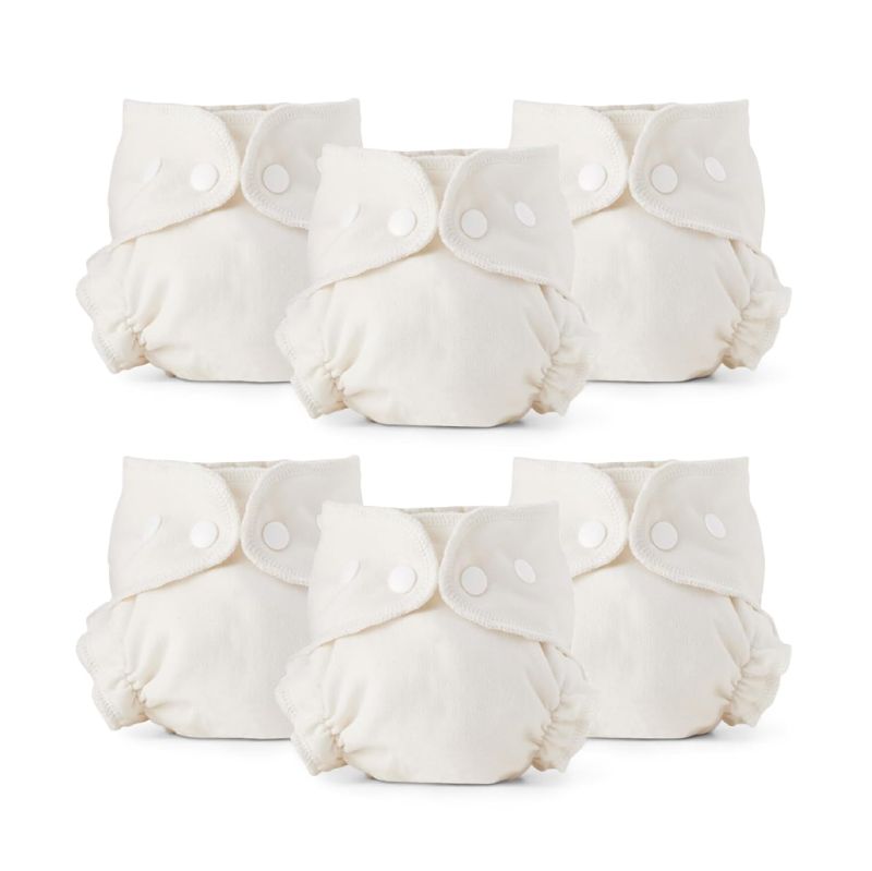 Photo 1 of Esembly Cloth Diaper Inner - Organic Cotton Fitted Diaper- Soft, Ultra-Absorbant, Trim-Fitting Layer to Pair with Waterproof Outer for Blowout-Proof Diapering - 6-Pack, Size 1 (7-17lbs)
