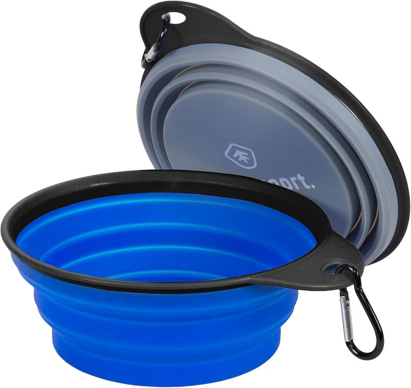 Photo 1 of Stansport Collapsible Silicon Travel Bowls - 2 Pack, Grey and Blue, Large
