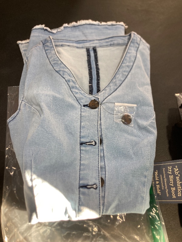 Photo 1 of luvamia Women's Casual V Neck Sleeveless Jeans Button Down Denim Short Dresstshirt Dresses for Women Casual Summer Casual Dress Babydoll Dress Blue Size Small
