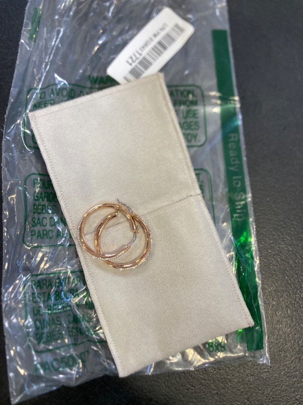 Photo 1 of Michael Kors Pave Rose Gold Tone Cross Over Hoop Earrings