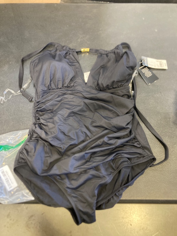 Photo 1 of Lauren Ralph Lauren Beach Club Solid High Neck One-Piece Black 12