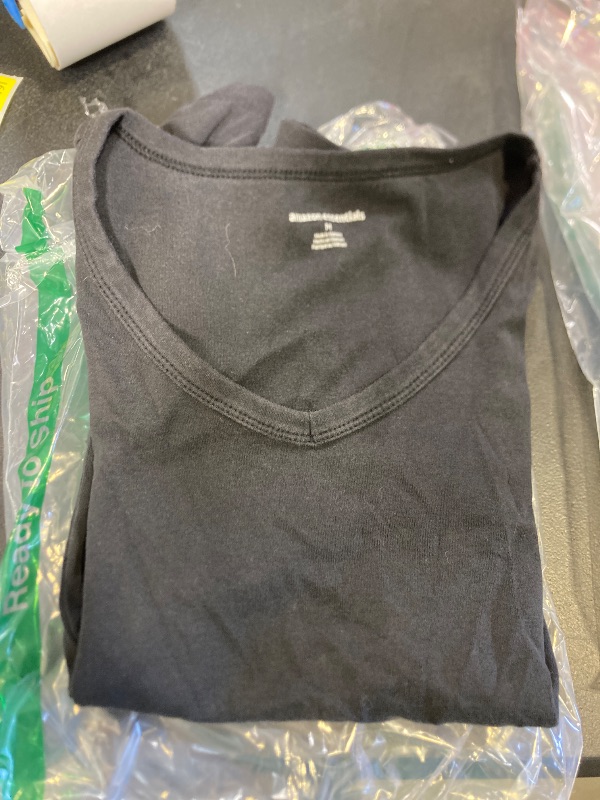 Photo 1 of Amazon Essentials Women's Regular-Fit Short-Sleeve V-Neck T-Shirt, Pack of 1, Black/, Medium