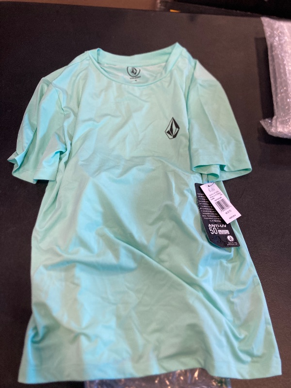 Photo 1 of Volcom Boys' Rash Guard Shirts - UPF 50+ Quick Dry Sand and Sun Protection Swim Shirts - Kids Swimwear T-Shirt ), Size Medium, Aqua
