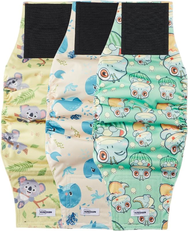 Photo 1 of Washable Male Dog Diapers Reusable, Premium Dog Belly Bands for Male Dogs Medium, Pack of 3, High Absorbing Male Dog Pee Wraps for Doggie in Incontinence or Excitable Urination and Training(M)
