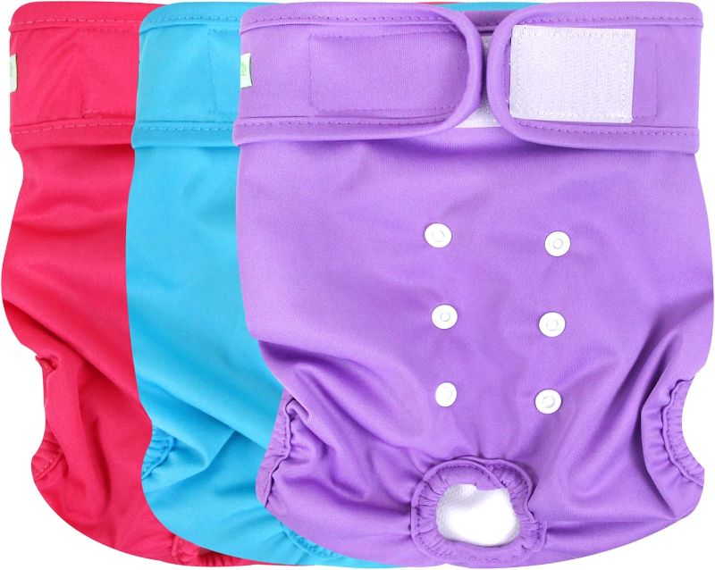 Photo 1 of wegreeco Washable Reusable Premium Female Dog Diapers, Medium Large Small Dog Doggie Puppy & Doggy Diapers Female,Period Panties in Heat (Pack of 3, Large)
