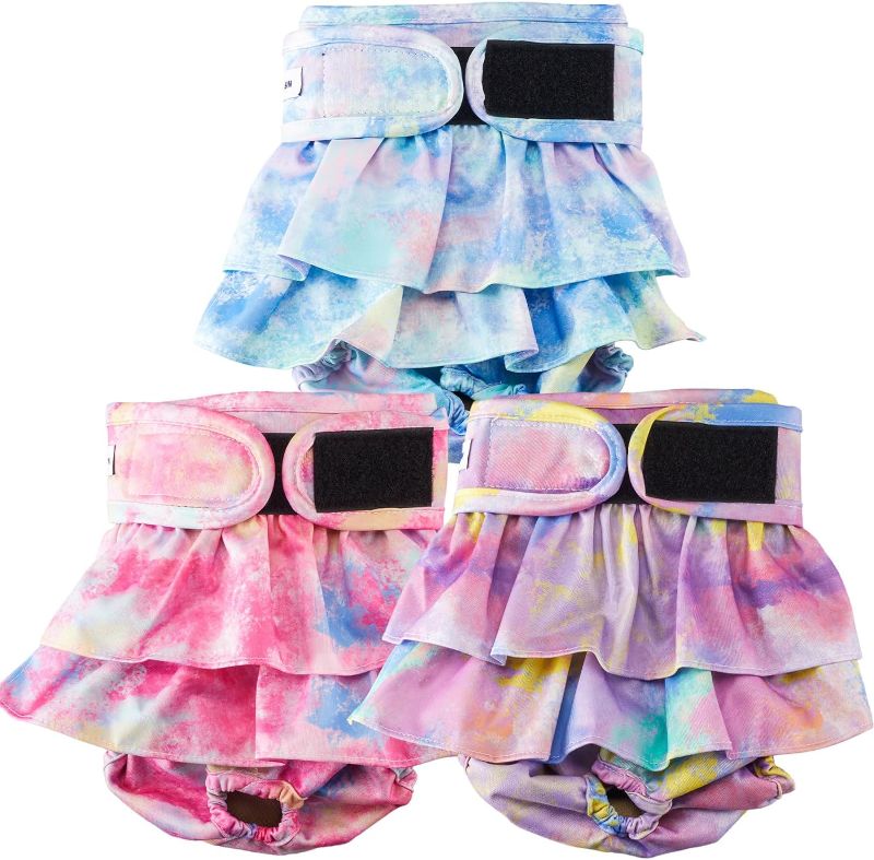 Photo 1 of Reusable Dog Diapers Female Medium Washable, Premium Doggie Diaper for Dogs, Pack of 3, Highly Absorbent Dog Diaper for Heat, Incontinence and Puppy Training(Medium