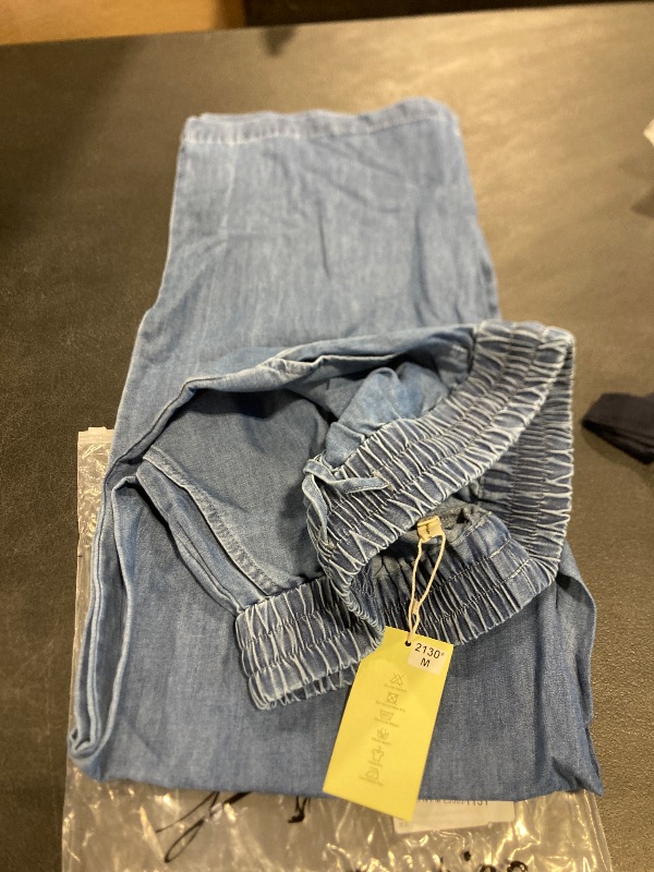 Photo 1 of Love Welove Fashion Wide Leg Jeans for Women Elastic High Waisted Pull On Drawstring Baggy Denim Pants Plus Size medium 