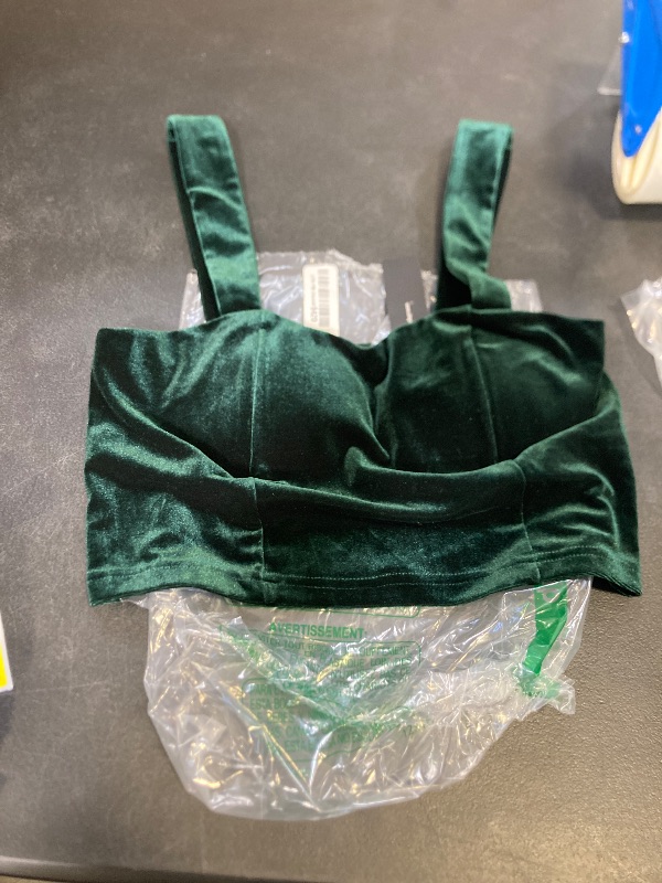 Photo 1 of allegra k cropped green velvet crop tank top size small 
