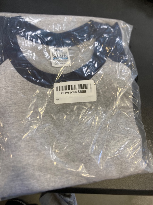 Photo 1 of Pro Club Men's 3/4 Sleeve Crew Neck Baseball T-Shirt, Heather Gray/Navy, 2X-Large
