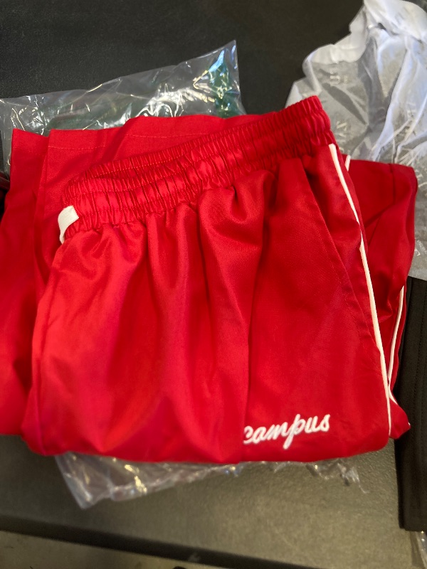 Photo 1 of ZAFUL Men's Parachute Sweatpants Y2k Baggy Track Pants Drawstring Wide Leg Casual Trousers Streetwear(1-Red, L)