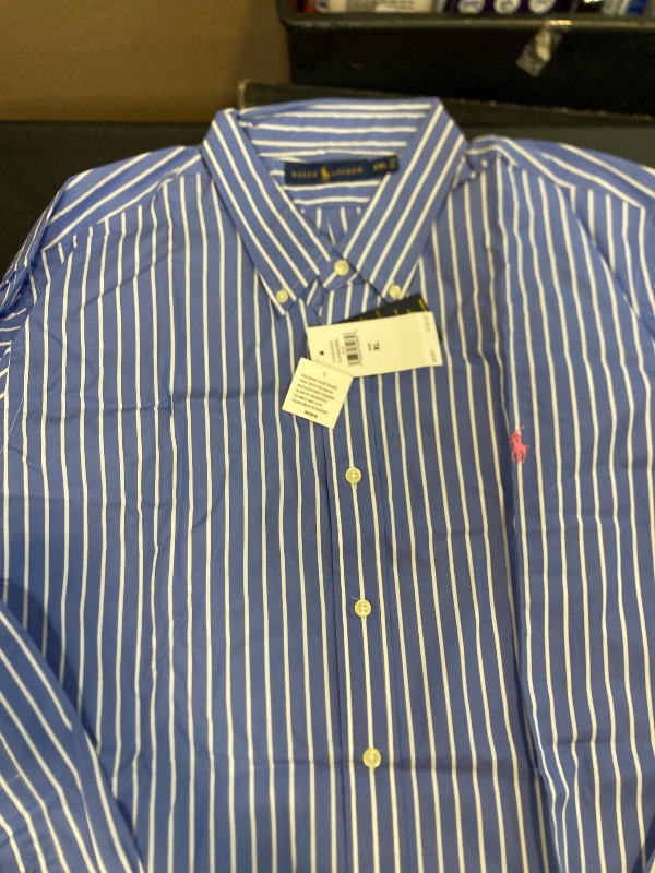 Photo 1 of ralph lauren polo blue stripped button down size 2xl