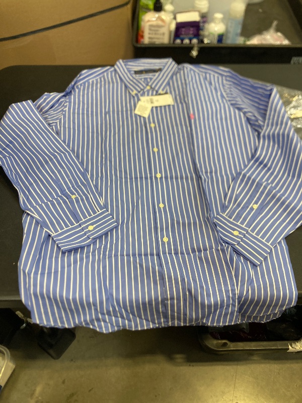 Photo 1 of ralph lauren polo blue stripped button down size 2xl