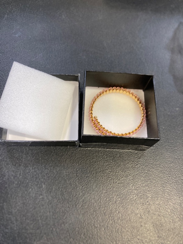 Photo 1 of Lavencious Gold Plated With Pink Color marquise CZ Stainless Steel Cuff Bracelets for Women Size Adjustable for 6" to 8" (Gold Pink)