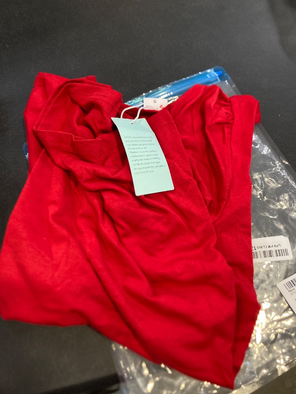 Photo 1 of WIHOLL Womens Summer Outfits Short Sleeve Tops and Blouses 2025 Fashion Color Red S