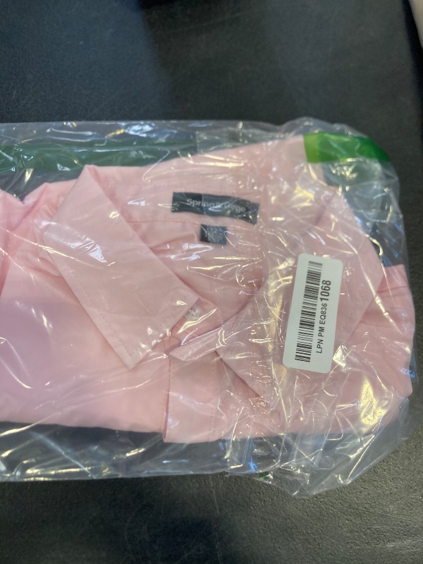 Photo 1 of Spring&Gege Boys' Short Sleeve Dress Shirts Formal Uniform Poplin Solid, Pink, U.S.Size 12